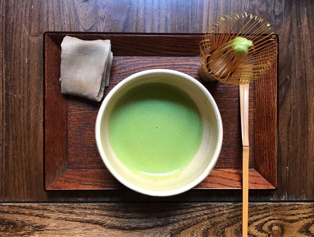 textura del té verde en polvo